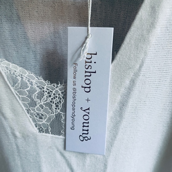 Bishop + Young Anthropologie White Viscose V-Neck Lace Sweater Jumper Top S - Picture 3 of 15
